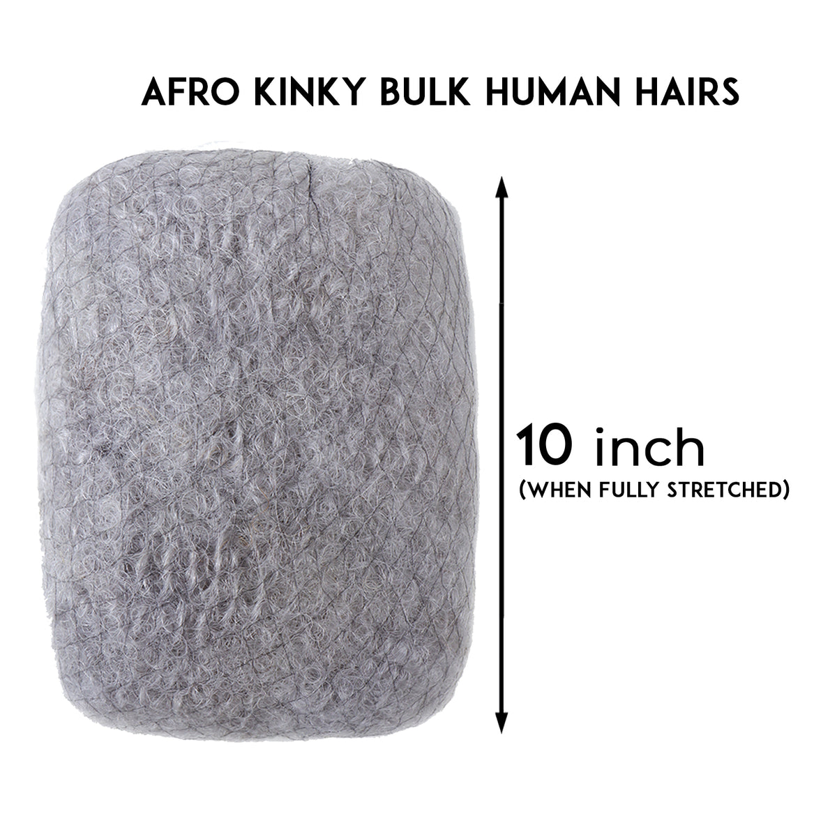 Afro Kinky Human Hairs For Making,Repairing & Bulking Locs 10 Inch Long Afro Kinky Bulk Human Hair For Dreadlock Extensions 100% Natural Afro Hairs For Twisting & Braiding 29g/1Oz (Grey, 10 inch)