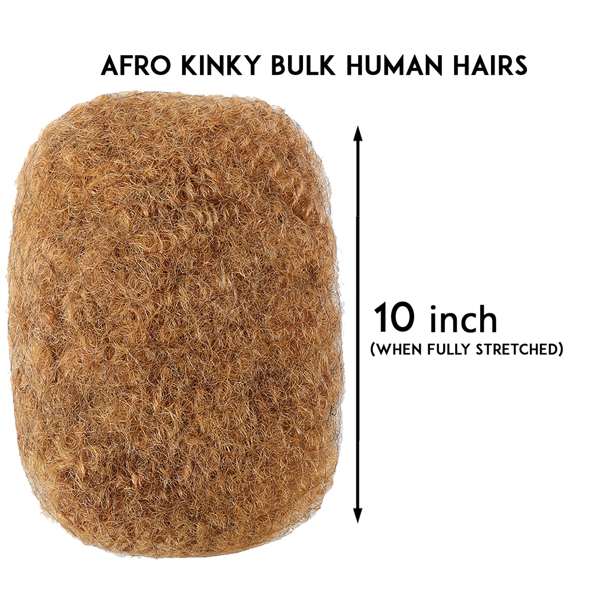 Afro Kinky Human Hairs For Making,Repairing & Bulking Locs 10 Inch Long Afro Kinky Bulk Human Hair For Dreadlock Extensions 100% Natural Afro Hairs For Twisting & Braiding 29g/1Oz (27/ Honey Blonde, 10 inch)