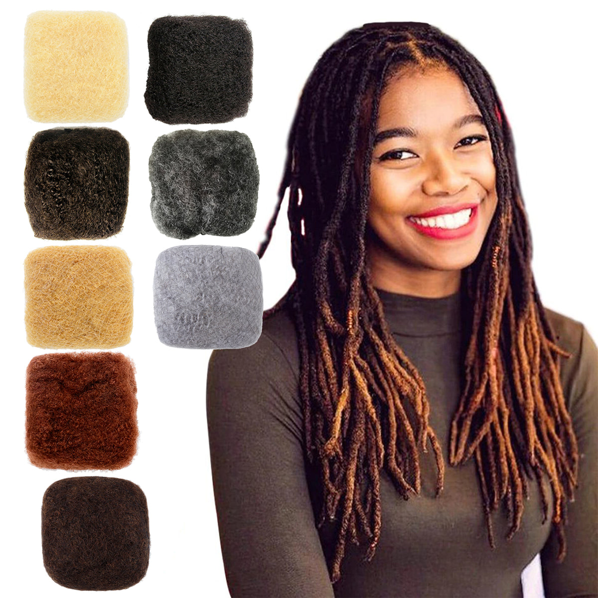 Afro Kinky Human Hairs For Making,Repairing & Bulking Locs 8 Inch Long Afro Kinky Bulk Human Hair For Dreadlock Extensions 100% Natural Afro Hairs For Twisting & Braiding 29g/1Oz (Grey, 8 Inch)
