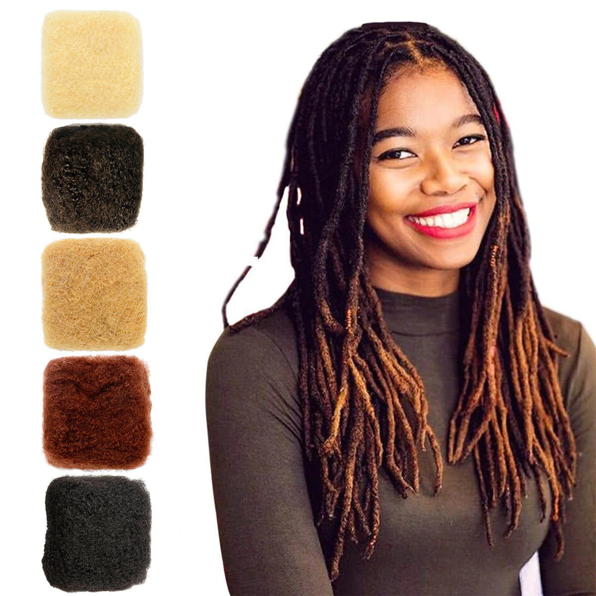 Afro Kinky Human Hairs For Making,Repairing & Bulking Locs 8 Inch Long Afro Kinky Bulk Human Hair For Dreadlock Extensions 100% Natural Afro Hairs For Twisting & Braiding 29g/1Oz (Natural Black,8Inch)