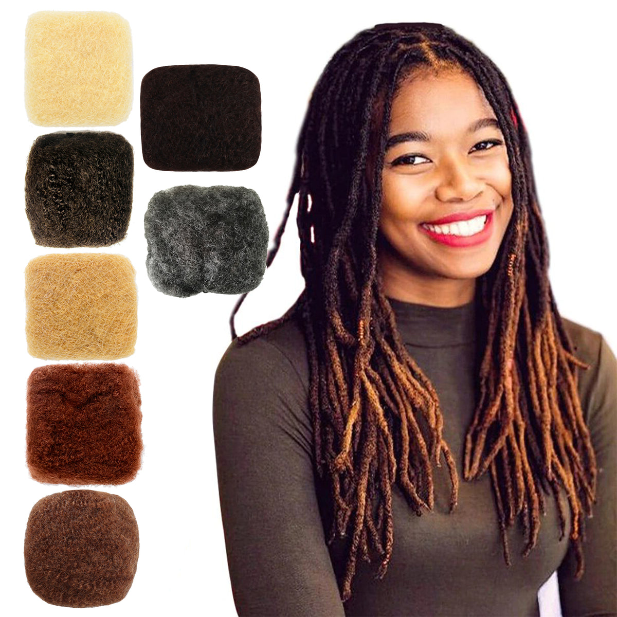 Afro Kinky Human Hairs For Making,Repairing & Bulking Locs 10 Inch Long Afro Kinky Bulk Human Hair For Dreadlock Extensions 100% Natural Afro Hairs For Twisting & Braiding 29g/1Oz (33/ Dark Auburn, 10 inch)