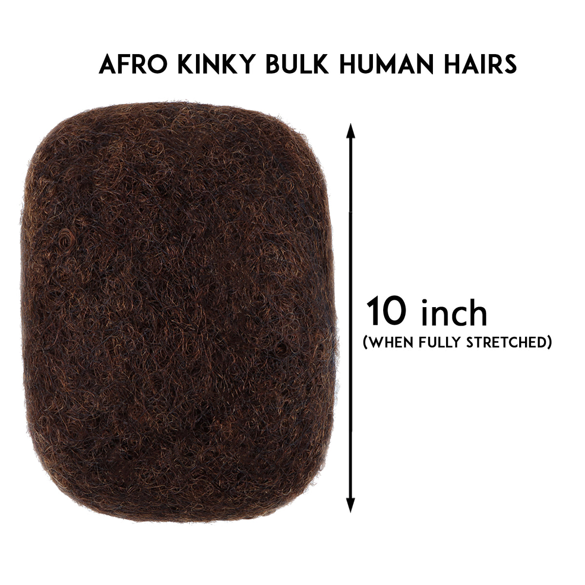 Afro Kinky Human Hairs For Making,Repairing & Bulking Locs 10 Inch Long Afro Kinky Bulk Human Hair For Dreadlock Extensions 100% Natural Afro Hairs For Twisting & Braiding 29g/1Oz (#4 / Brown, 10 inch)