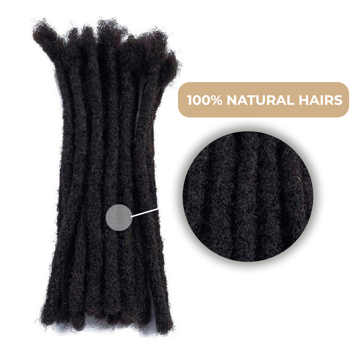 100% Human Hair Dreadlock Extensions 8 inch 5 Strands Handmade Natural Loc Extensions Human Hair Bundle Dreads Extensions For Woman & Men Can Be Dyed/Bleached  (8 Inch 5 Strands, 0.4cm Natural Black)
