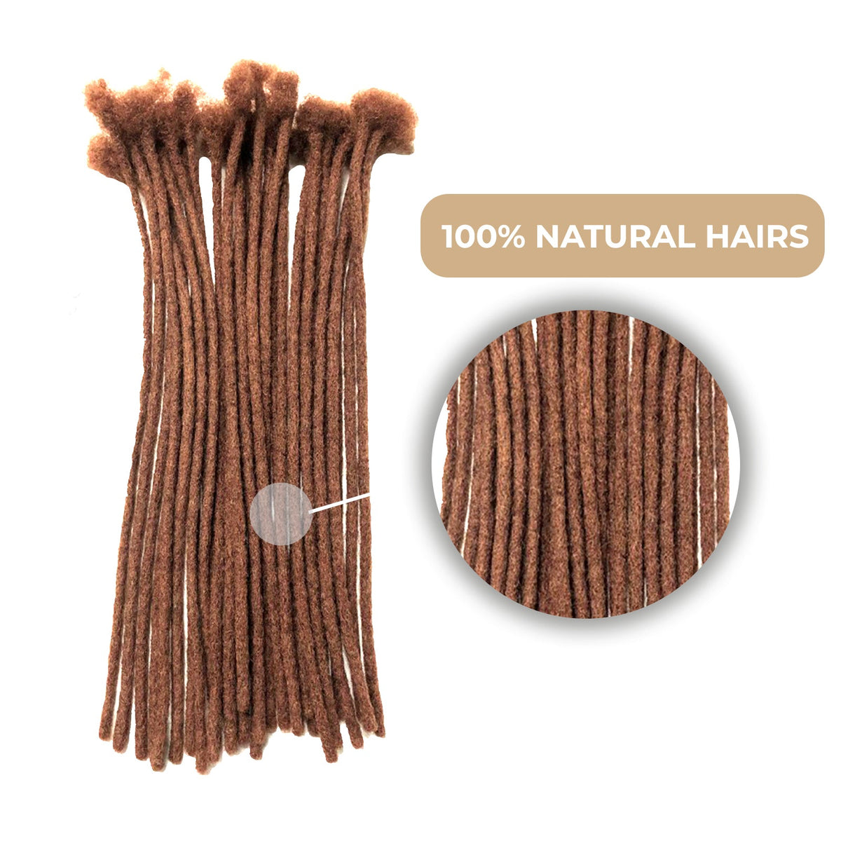 100% Human Hair Dreadlock Extensions 8 Inch 10 Strands Handmade Natural Loc Extensions Human Hair Bundle Dreads Extensions For Woman & Men Can Be Dyed/Bleached (Brown / 33, 8 inch length 0.6 cm Width