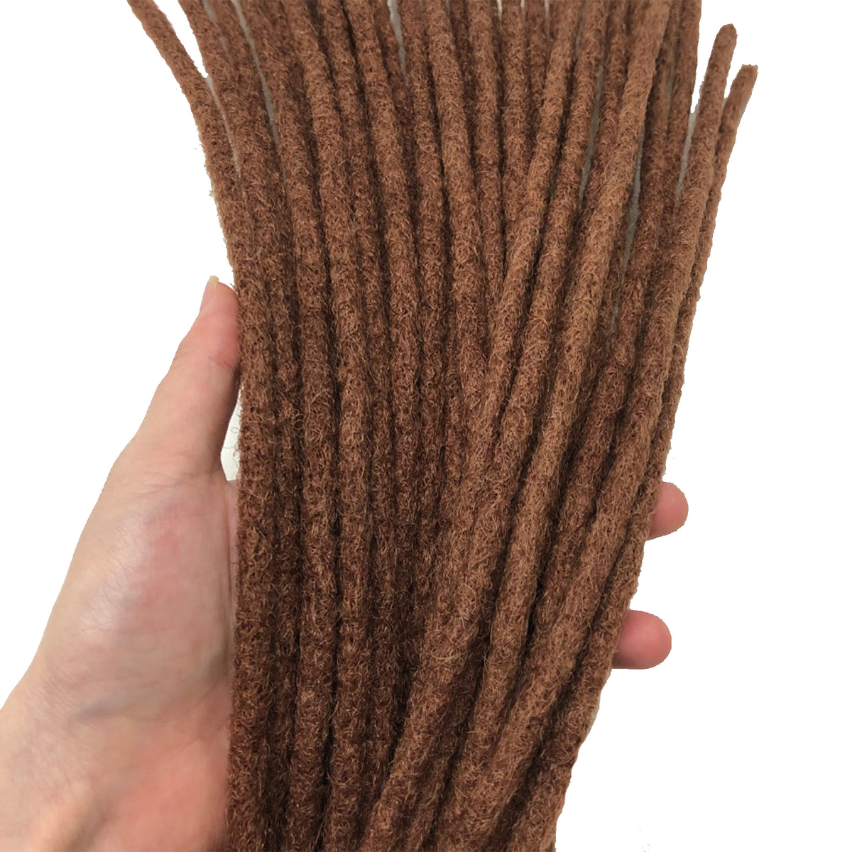 100% Human Hair Dreadlock Extensions 16Inch 10 Strands Handmade Natural Loc Extensions Human Hair Bundle Dreads Extensions For Woman & Men Can Be Dyed/Bleached (Brown/33, 16inch length 0.6 cm Width)