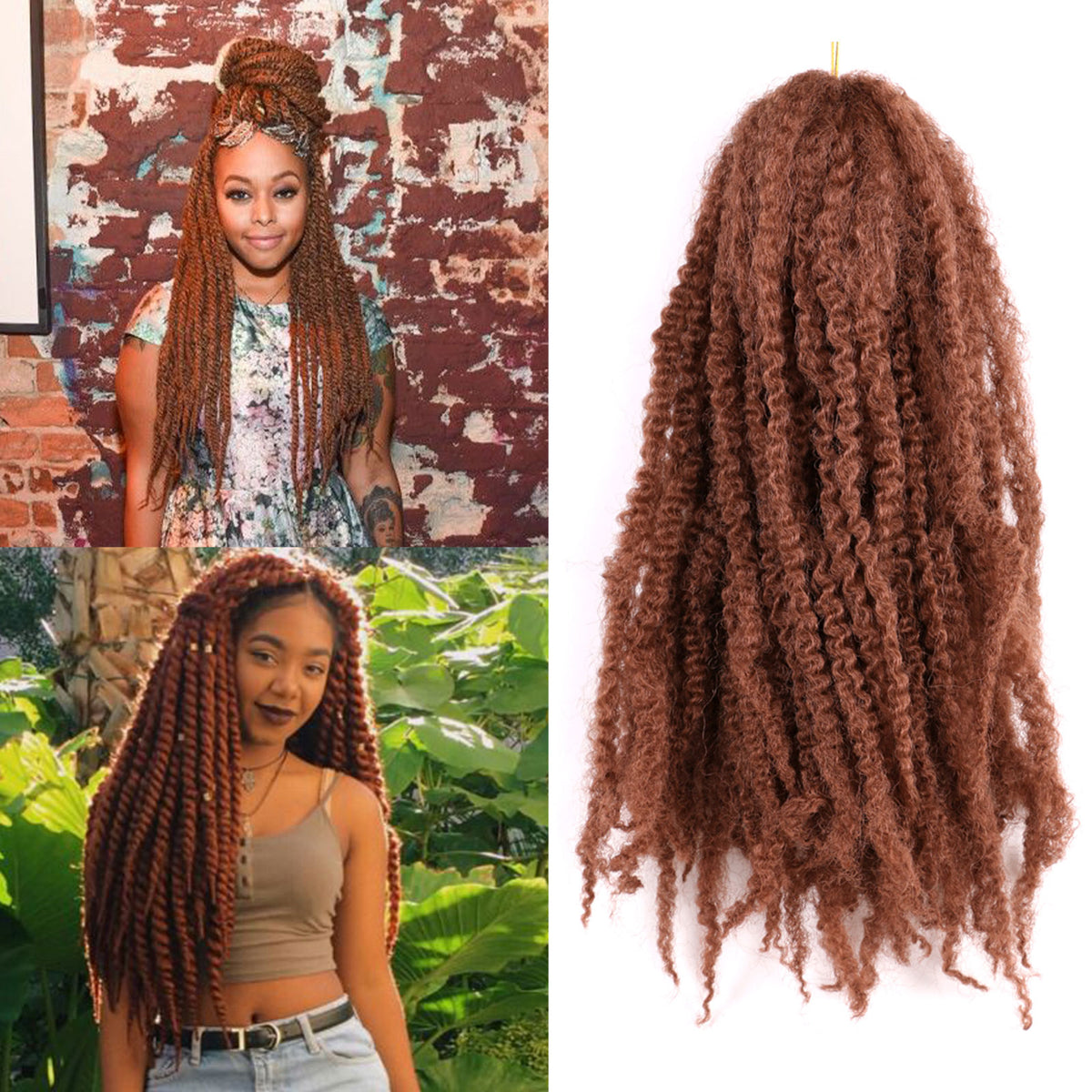 18 Inches Pack of 3 Marley Hair For Faux Locs Soft & Bouncy Cuban Twist Hair Synthetic Kanekalon Kinky Twist Hair For Braiding Crochet Marley Twist Braiding Hair For Black Woman #30