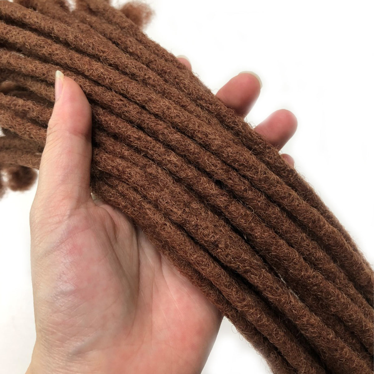 100% Human Hair Dreadlock Extensions 16Inch 10 Strands Handmade Natural Loc Extensions Human Hair Bundle Dreads Extensions For Woman & Men Can Be Dyed/Bleached (Brown/33, 16inch length 0.4 cm Width)