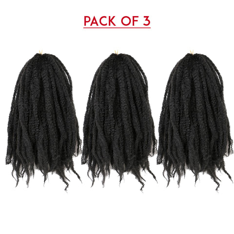18 Inches Pack of 3 Marley Hair For Faux Locs Soft & Bouncy Cuban Twist Hair Synthetic Kanekalon Kinky Twist Hair For Braiding Crochet Marley Twist Braiding Hair For Black Woman 1B / Natural Black
