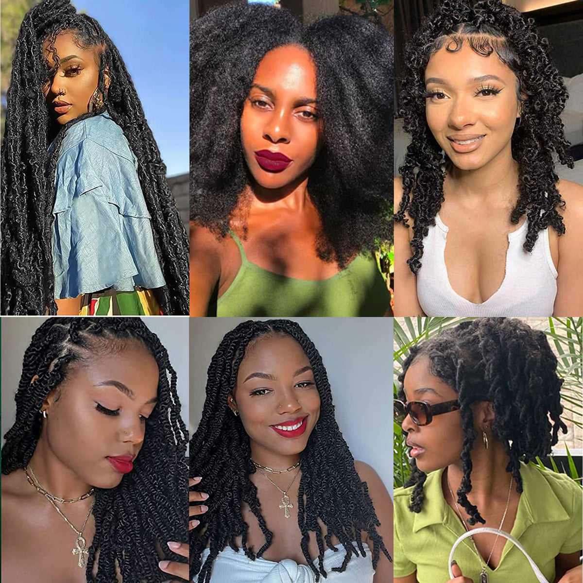 18 Inches Pack of 6 Marley Hair For Faux Locs Soft & Bouncy Cuban Twist Hair Synthetic Kanekalon Kinky Twist Hair For Braiding Crochet Marley Twist Braiding Hair For Black Woman 1B / Natural Black