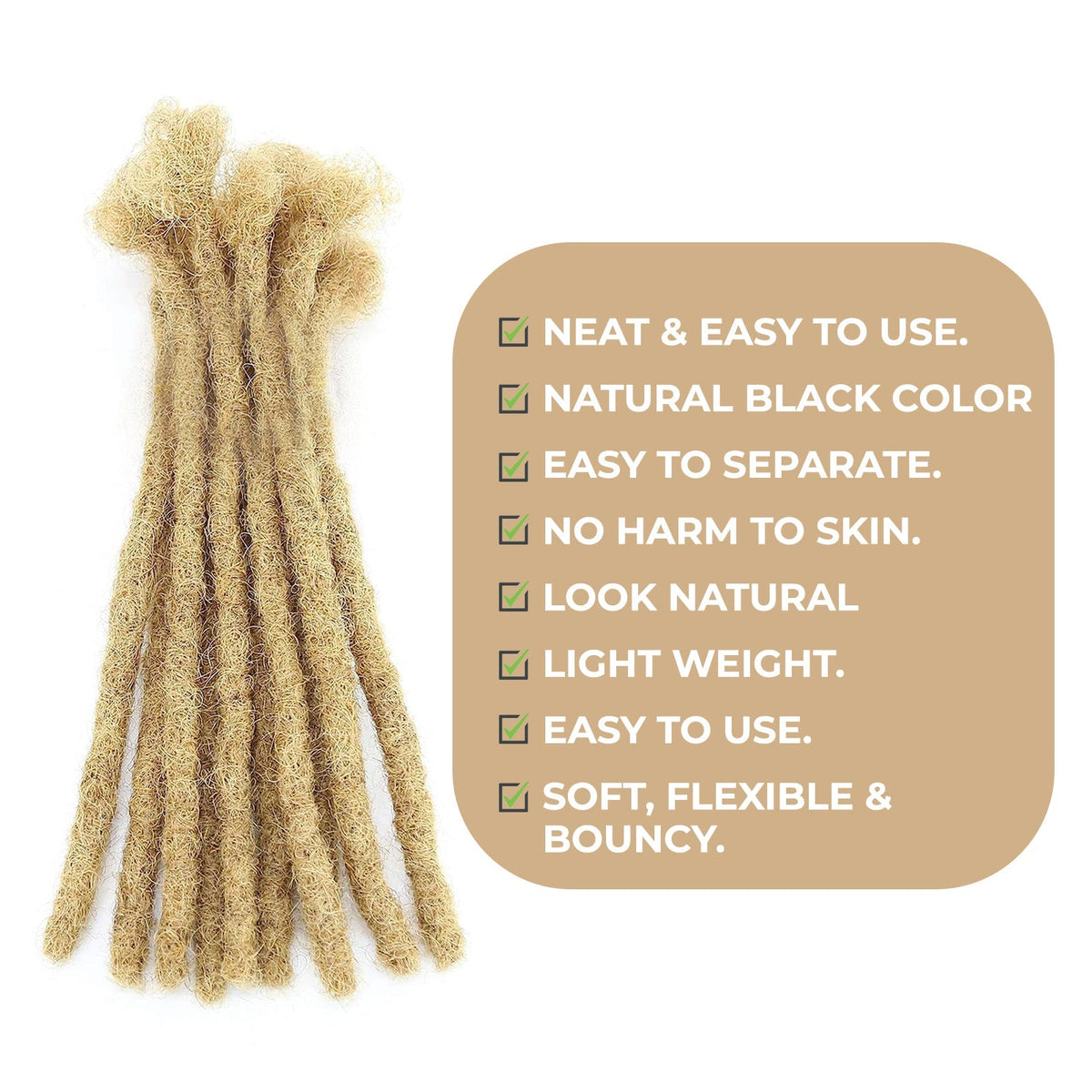 100% Human Hair Blonde Dreadlock Extensions 8Inch 10 Strands Handmade Natural Loc Extensions Human Hair Bundle Dreads Extensions For Woman & Men Can be Dyed (27/Honey Blonde 8inch length 0.8cm Width)