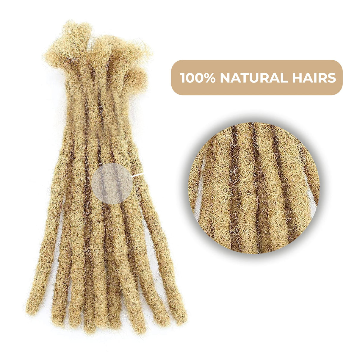 100% Human Hair Blonde Dreadlock Extensions 8Inch 10 Strands Handmade Natural Loc Extensions Human Hair Bundle Dreads Extensions For Woman & Men Can be Dyed (27/Honey Blonde 8inch length 0.2cm Width)