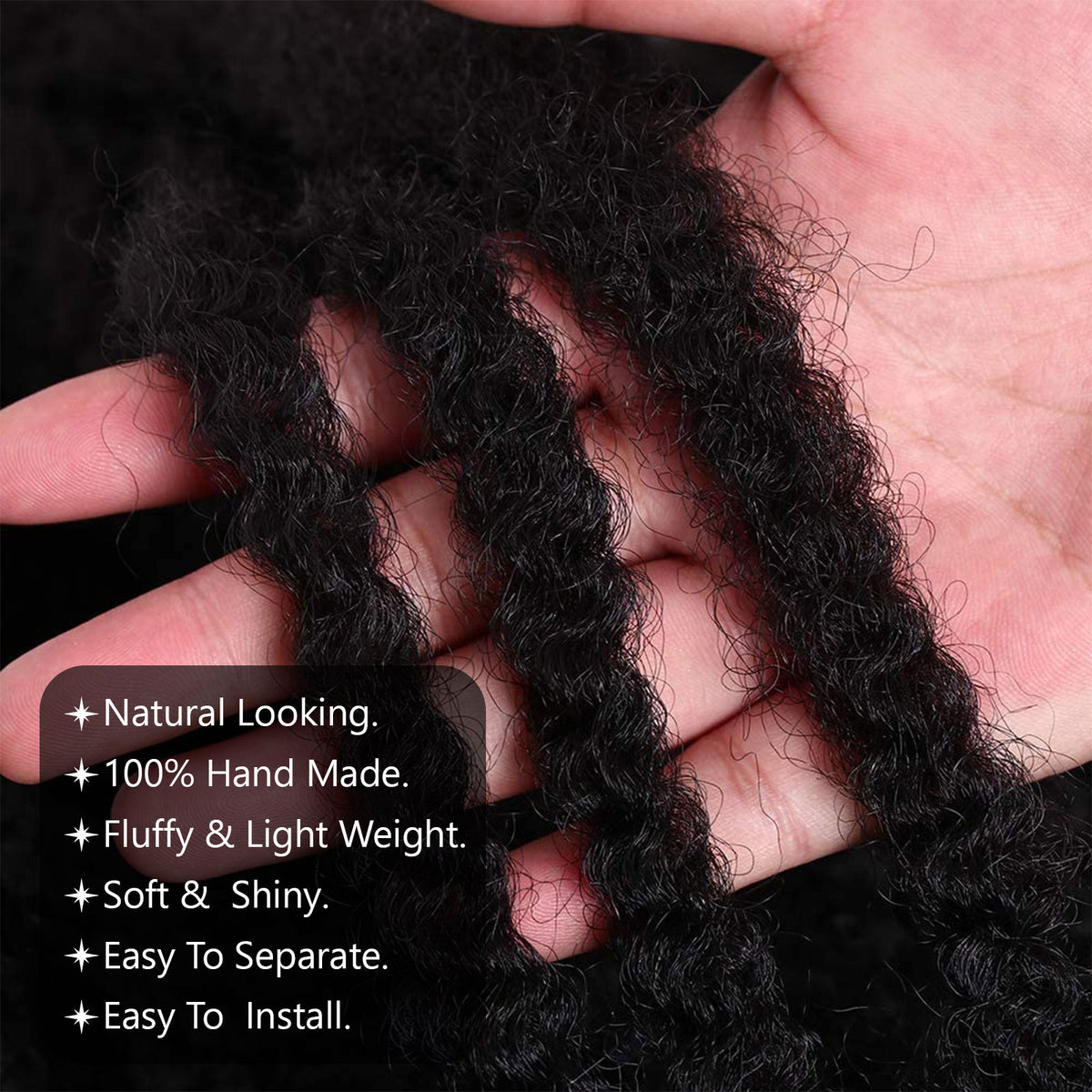 24 Inches Pack of 6 Marley Hair For Faux Locs Soft & Bouncy Cuban Twist Hair Synthetic Kanekalon Kinky Twist Hair For Braiding Crochet Marley Twist Braiding Hair For Black Woman 1B / Natural Black