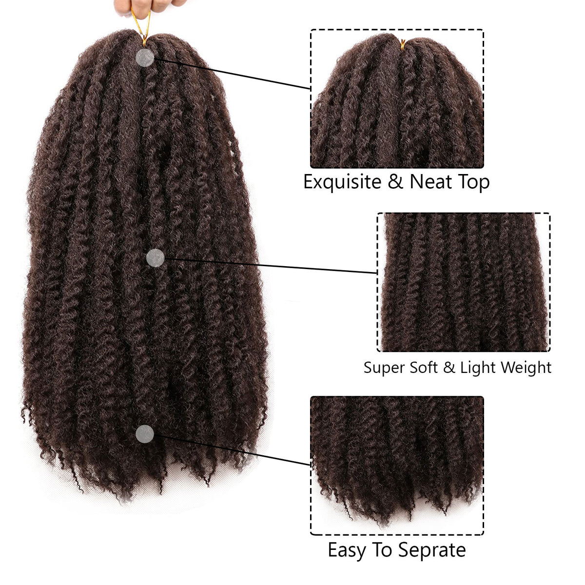 18 Inches Pack of 3 Marley Hair For Faux Locs Soft & Bouncy Cuban Twist Hair Synthetic Kanekalon Kinky Twist Hair For Braiding Crochet Marley Twist Braiding Hair For Black Woman #33