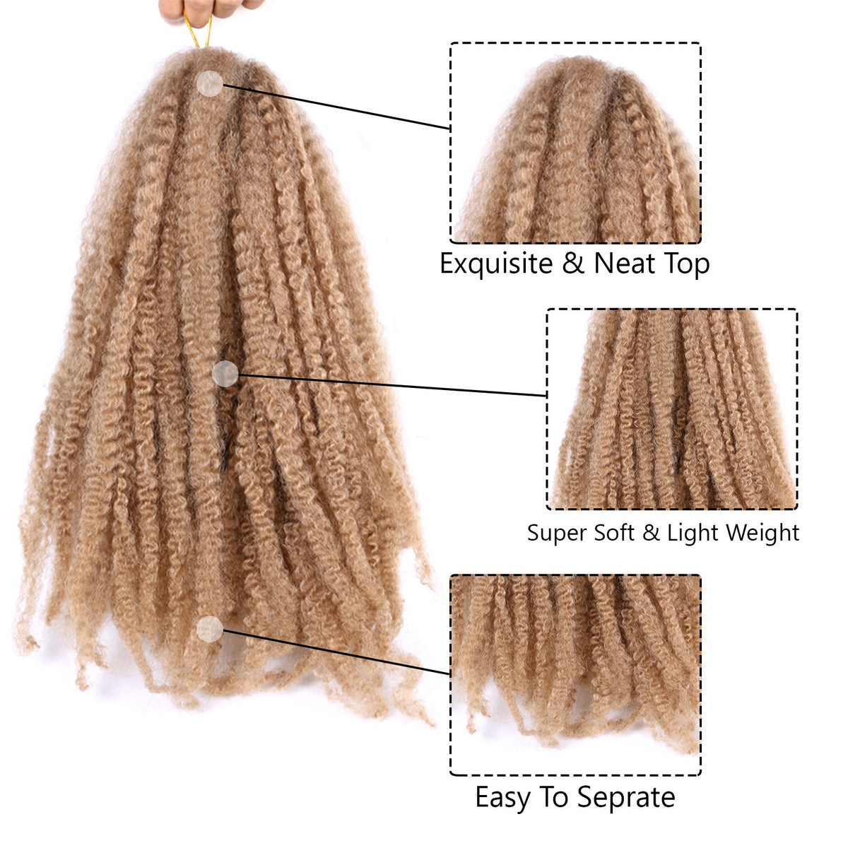 18 Inches Pack of 3 Marley Hair For Faux Locs Soft & Bouncy Cuban Twist Hair Synthetic Kanekalon Kinky Twist Hair For Braiding Crochet Marley Twist Braiding Hair For Black Woman #27