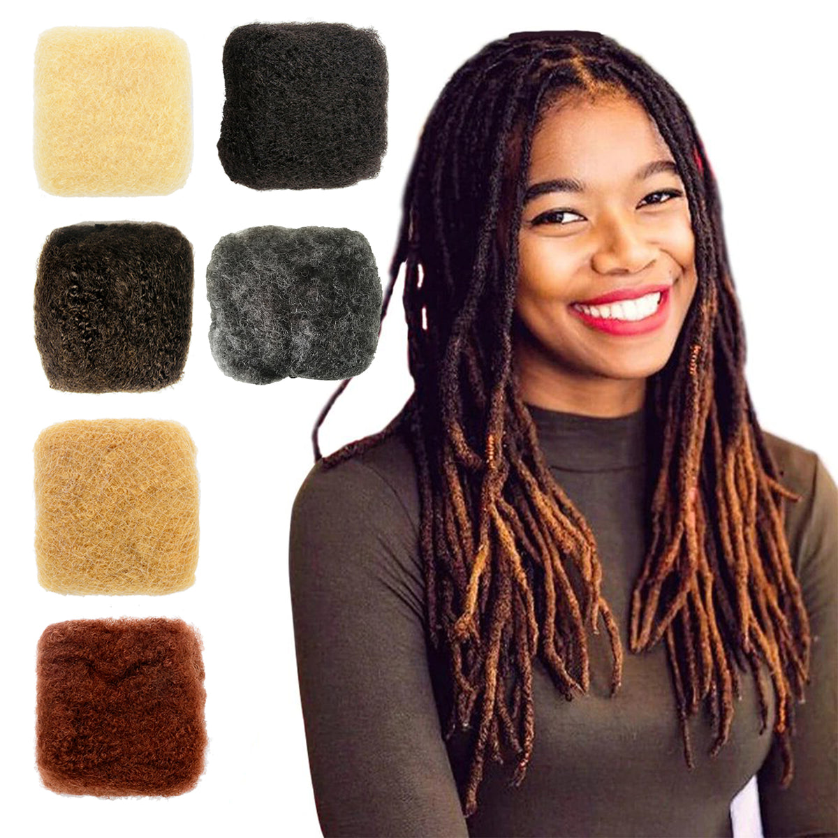 PerfectTranzitions Afro Kinky Human Hairs For Making,Repairing & Bulking Locs 10 Inch Long Afro Kinky Bulk Human Hair For Dreadlock Extensions 100% Natural Afro Hairs For Twisting & Braiding 29g/1Oz (Salt & Pepper, 10 inch)