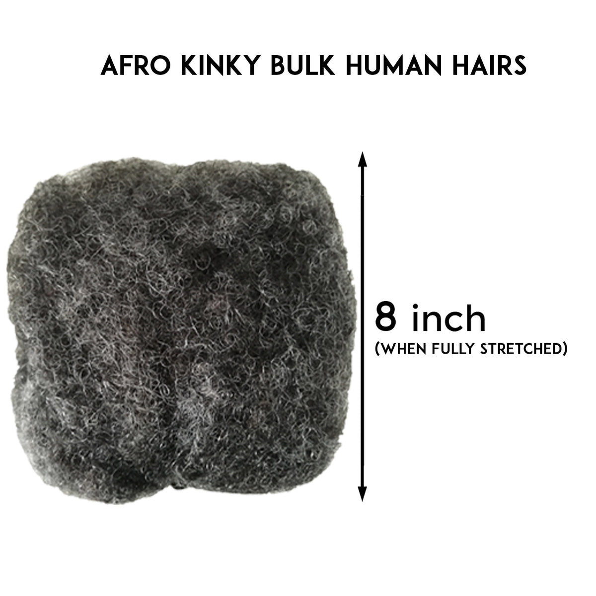Afro Kinky Human Hairs For Making,Repairing & Bulking Locs 8 Inch Long Afro Kinky Bulk Human Hair For Dreadlock Extensions 100% Natural Afro Hairs For Twisting & Braiding 29g/1Oz (Salt & Pepper, 8 Inch)