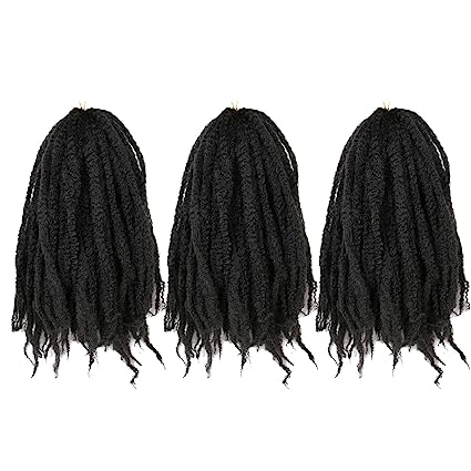 24 Inches Pack of 6 Marley Hair For Faux Locs Soft & Bouncy Cuban Twist Hair Synthetic Kanekalon Kinky Twist Hair For Braiding Crochet Marley Twist Braiding Hair For Black Woman 1B / Natural Black